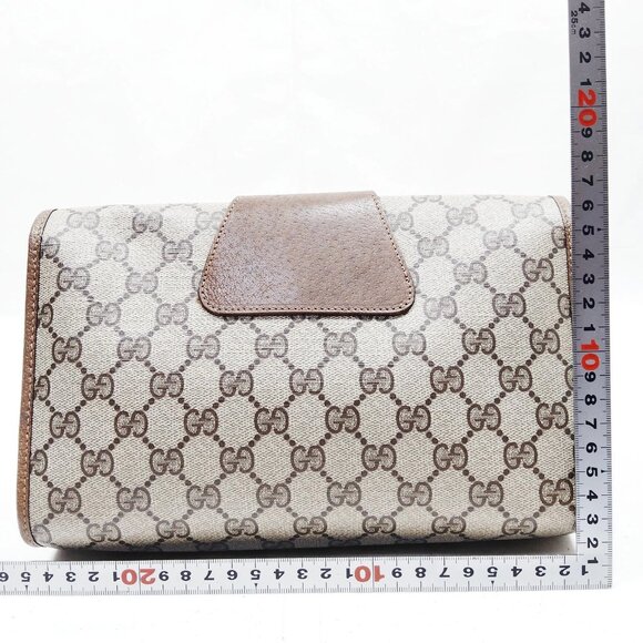 Authentic Gucci Vintage Clutch Bag Sherry Line Brown PVC mn294-120625 - Picture 2 of 16